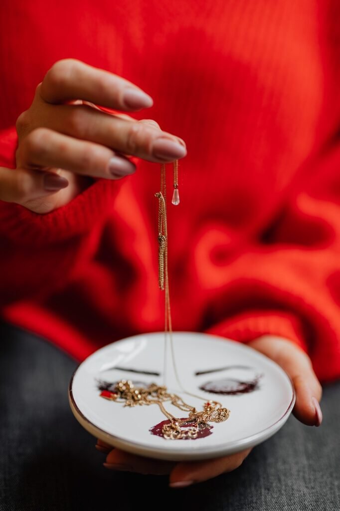 woman, embroidery, necklace, jewelry