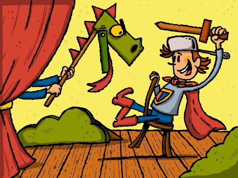 knight, theatre, dragon, fairy tale, children, kids, play, cartoon